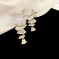 Chic Geometric Fan Metal Tassel Drop Earrings With Silver Posts view 3
