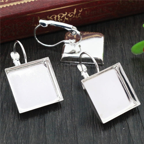20/25mm Square French Leverback Iron Ear Hooks For DIY Earrings Jewelry Accessories