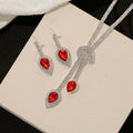 Luxury Blue Teardrop Crystal Rhinestone Alloy Dangle Jewelry Set For Women Elegant Geometric Earrings view 2