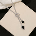 Luxury Blue Teardrop Crystal Rhinestone Alloy Dangle Jewelry Set For Women Elegant Geometric Earrings view 3