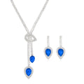 Luxury Blue Teardrop Crystal Rhinestone Alloy Dangle Jewelry Set For Women Elegant Geometric Earrings view 5