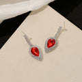 Luxury Blue Teardrop Crystal Rhinestone Alloy Dangle Jewelry Set For Women Elegant Geometric Earrings view 4