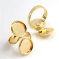 12mm Inner Dual Tray Electroplated Copper Ring Cabochon Base Setting For DIY Jewelry Findings view 3