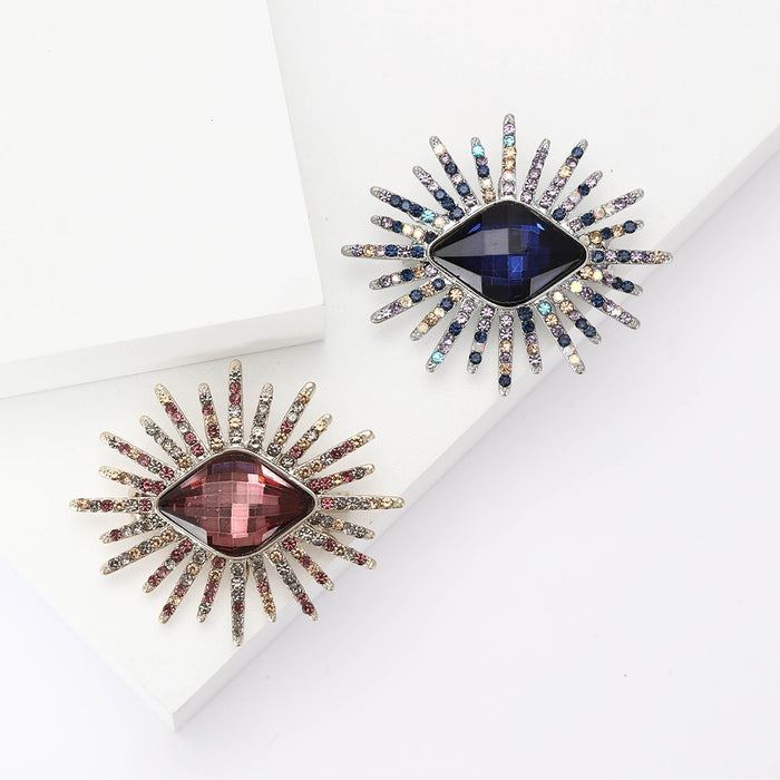 Alloy Rhinestone Starburst Brooch For Women's Suits And Coats