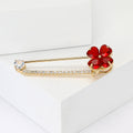 Alloy Rhinestone Four Leaf Clover Brooch Pin For Women's Suits view 3