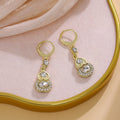 Luxury Gold Alloy Rhinestone Gourd Heart Drop Hoop Earrings Elegant Micro Pave Crystal Dangle Earrings view 1