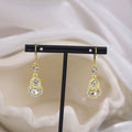 Luxury Gold Alloy Rhinestone Gourd Heart Drop Hoop Earrings Elegant Micro Pave Crystal Dangle Earrings view 3
