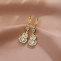 Luxury Gold Alloy Rhinestone Gourd Heart Drop Hoop Earrings Elegant Micro Pave Crystal Dangle Earrings view 2
