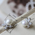 Korean Elegant Faux Pearl Flower Stud Earrings French Style Floral Ear Jewelry view 4