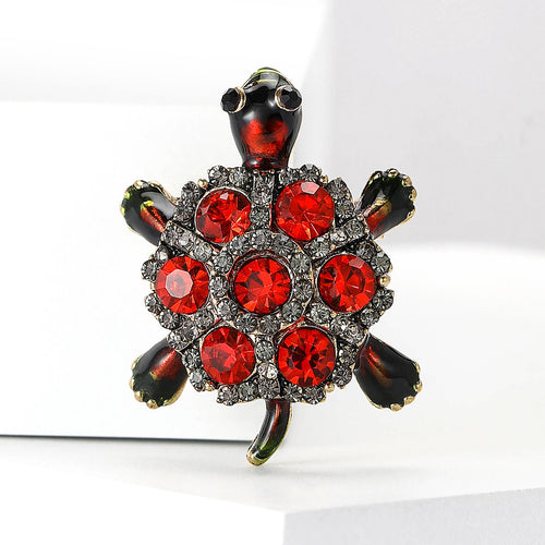 Metal Alloy Rhinestone Turtle Brooch For Unisex Fashion Apparel