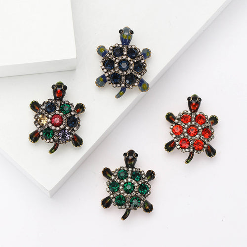 Metal Alloy Rhinestone Turtle Brooch For Unisex Fashion Apparel