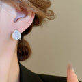 Minimalist Silver Teardrop Cat Eye Stone Earrings French Elegant Light Luxury Ear Cuffs view 3