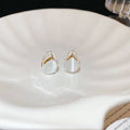 Minimalist Silver Teardrop Cat Eye Stone Earrings French Elegant Light Luxury Ear Cuffs view 4