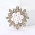 Alloy Rhinestone Pearl Sunflower Brooch Pin For Women's Apparel view 2