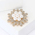 Alloy Rhinestone Pearl Sunflower Brooch Pin For Women's Apparel view 3