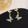 Elegant Light Luxury Gold Alloy Butterfly Drop With Rhinestone Crystal Inlay Women's Fashion Earrings view 1