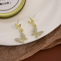 Elegant Light Luxury Gold Alloy Butterfly Drop With Rhinestone Crystal Inlay Women's Fashion Earrings view 4