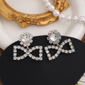 Luxury Sparkling Rhinestone Bowknot Drop Earrings With Crystal Studs Elegant Statement Earrings view 1