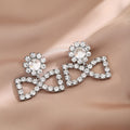 Luxury Sparkling Rhinestone Bowknot Drop Earrings With Crystal Studs Elegant Statement Earrings view 2