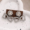 Luxury Sparkling Rhinestone Bowknot Drop Earrings With Crystal Studs Elegant Statement Earrings view 4
