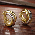 Korean Vintage Swirl Hoop Earrings For Women, Two Tone Metal Ear Cuffs In Hong Kong Retro Style view 1