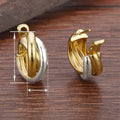 Korean Vintage Swirl Hoop Earrings For Women, Two Tone Metal Ear Cuffs In Hong Kong Retro Style view 4