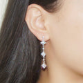 Sparkling French Long Bridal Earrings For Women Elegant Banquet Date Slimming Drop Ear Jewelry view 3