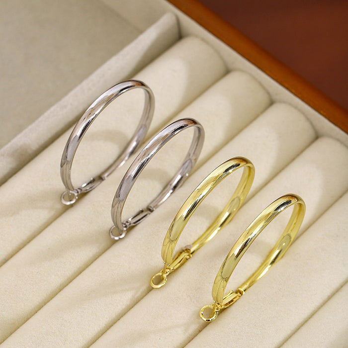 Luxury Minimalist Alloy Round Hoop Ear Cuffs, Geometric Smooth Metal Statement Huggie Earrings