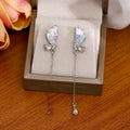Elegant Gradient Blue Butterfly Wing Rhinestone Alloy Long Chain Teardrop Tassel Drop Earrings view 3