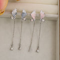 Elegant Gradient Blue Butterfly Wing Rhinestone Alloy Long Chain Teardrop Tassel Drop Earrings view 1
