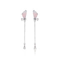 Elegant Gradient Blue Butterfly Wing Rhinestone Alloy Long Chain Teardrop Tassel Drop Earrings view 5