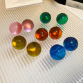 Colorful Transparent Resin Round Ball Stud Earrings, Minimalist Fresh Geometric Style view 3