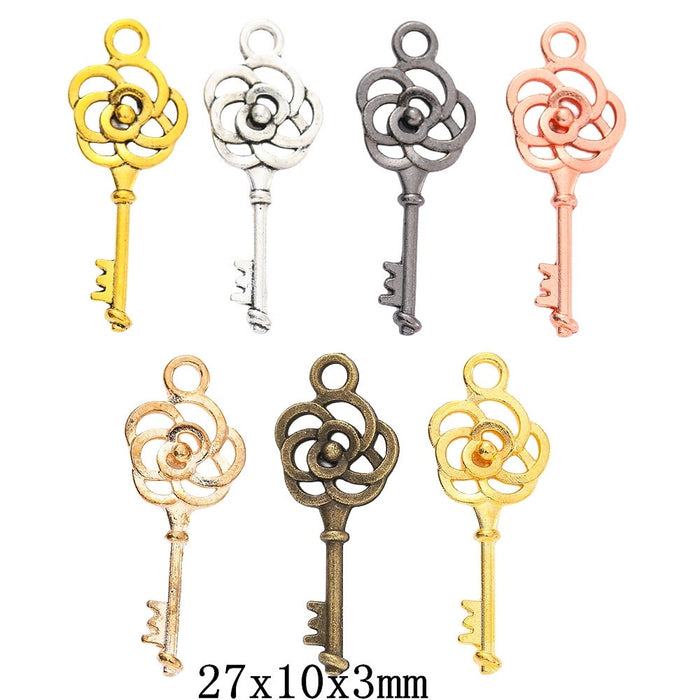 Zinc Alloy Key Charm Pendant No.103249 for DIY Necklace Bracelet Jewelry Making