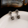 Elegant Korean Light Luxury Square Drop Zircon Rhinestone Silver Needle Women's Fashion Earrings view 2