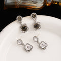 Elegant Korean Light Luxury Square Drop Zircon Rhinestone Silver Needle Women's Fashion Earrings view 1