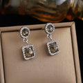 Elegant Korean Light Luxury Square Drop Zircon Rhinestone Silver Needle Women's Fashion Earrings view 4
