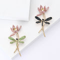 Alloy Rhinestone Dragonfly Lotus Brooch For Shawl Dress Decoration view 1