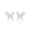 Elegant Hollow Butterfly Rose Micro Paved Zircon Crystal Alloy Silver Needle Statement Earrings view 5