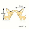 New Metallic Animal Fox Stud Earrings, Simple Cute Puppy Earrings For European American Women view 4