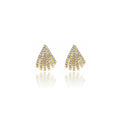 Elegant Korean Style Gold Alloy Fan Shell Shape Zircon Rhinestone Geometric Curved Stud Earrings view 5