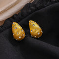 Elegant Brushed Alloy Teardrop Earrings With Rhinestone Studs, Vintage Geometric Metal Waterdrop Earrings view 4