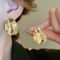 Irregular Round Geometric Metal Stud Earrings For Women, Light Luxury Designer Style view 4