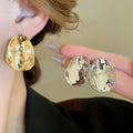 Irregular Round Geometric Metal Stud Earrings For Women, Light Luxury Designer Style view 2