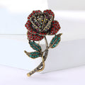 Alloy Rhinestone Rose Flower Brooch Pin For Elegant Women's Apparel – Red view 2