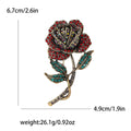 Alloy Rhinestone Rose Flower Brooch Pin For Elegant Women's Apparel – Red view 6