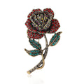 Alloy Rhinestone Rose Flower Brooch Pin For Elegant Women's Apparel – Red view 5