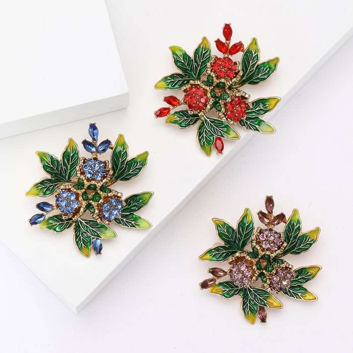Alloy Rhinestone Rosebud Brooch For Elegant Women's Apparel Decoration