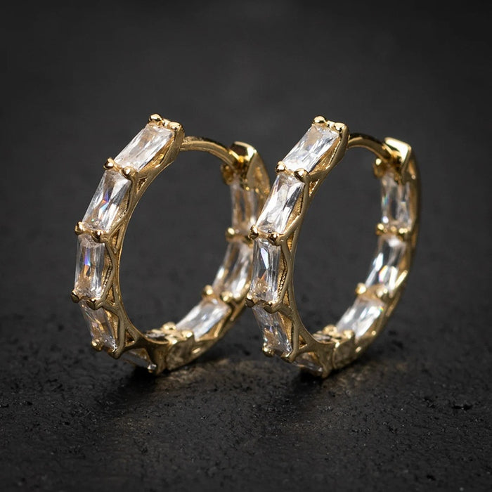 Premium Diamond Inlaid Spliced Ear Cuffs, Versatile Geometric Earrings For Women Summer Fashion