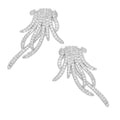 Fan Shape Faux Tassel Octopus Stud Earrings For Women, Vintage Full Zircon Statement Jewelry view 5