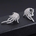 Fan Shape Faux Tassel Octopus Stud Earrings For Women, Vintage Full Zircon Statement Jewelry view 3